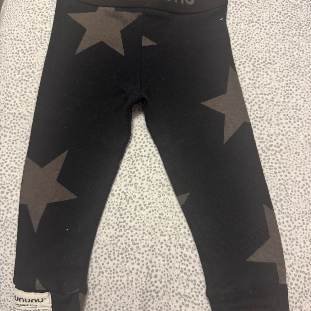 Nununu Black and Brown Star Kids Leggings